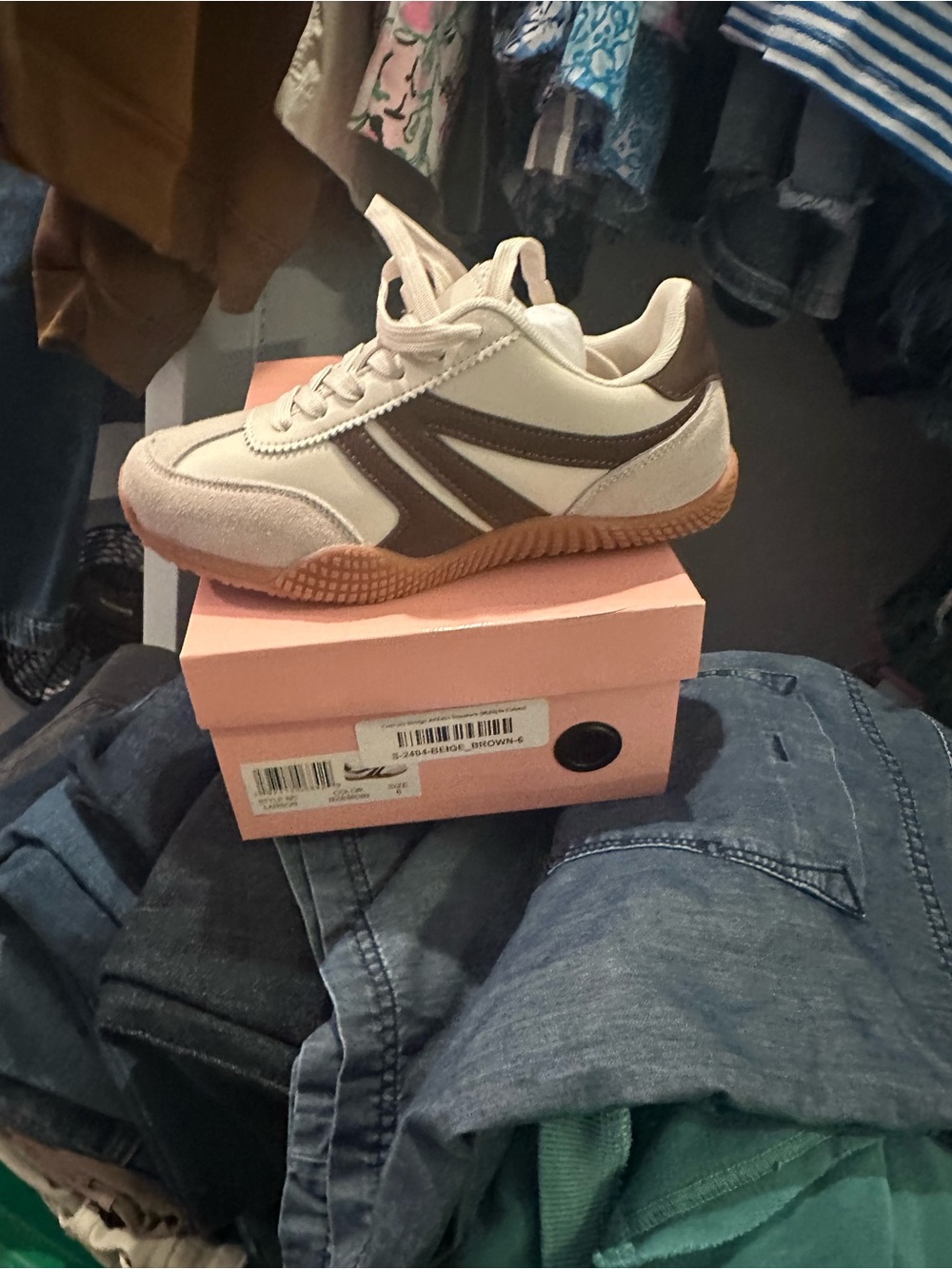Women’s Cream and Brown Casual Sneakers - Stylish Everyday Comfort